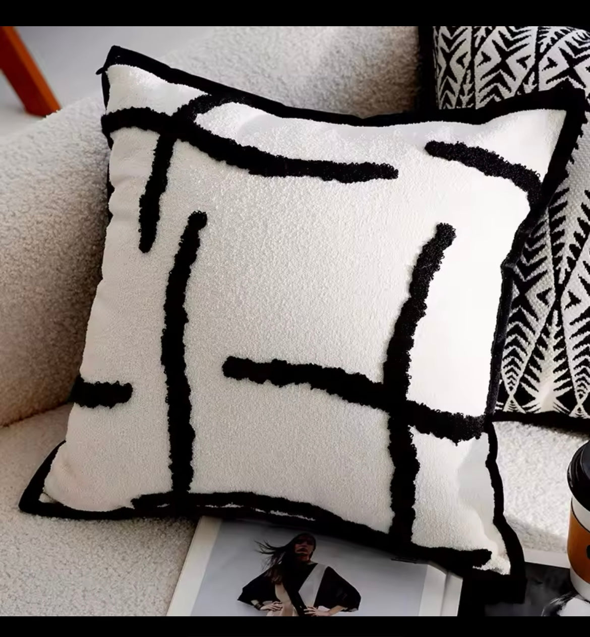 Coussin en Damier noir et blanc